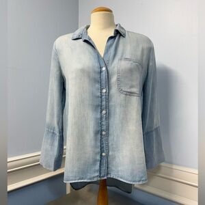 Anthro Tencel Blue chambray Button Down Shirt